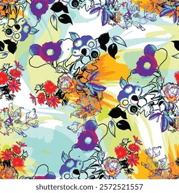 Abstract pattern. abstract floral and geometric print pattern for textile design
