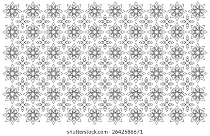 abstract pattern flower background vector with line art style and seamless repeat on white background. can be used for background or nature theme design elements