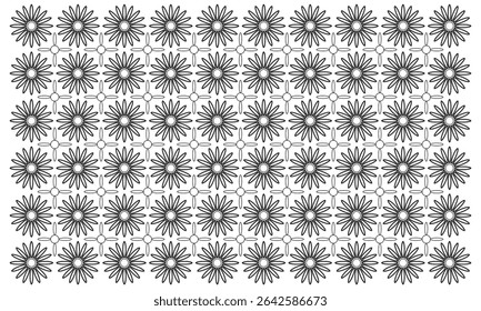 abstract pattern flower background vector with line art style and seamless repeat on white background. can be used for background or nature theme design elements