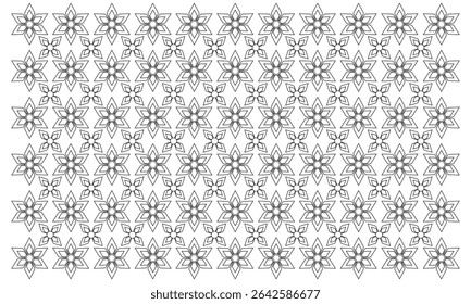 abstract pattern flower background vector with line art style and seamless repeat on white background. can be used for background or nature theme design elements