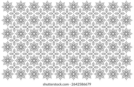 abstract pattern flower background vector with line art style and seamless repeat on white background. can be used for background or nature theme design elements