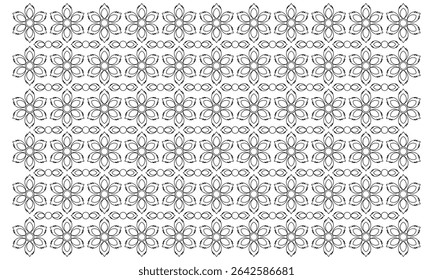 abstract pattern flower background vector with line art style and seamless repeat on white background. can be used for background or nature theme design elements