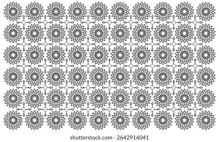 abstract pattern flower background vector with line art style and seamless repeat on white background. can be used for background or nature theme design elements