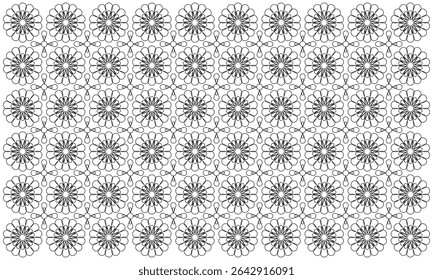 abstract pattern flower background vector with line art style and seamless repeat on white background. can be used for background or nature theme design elements