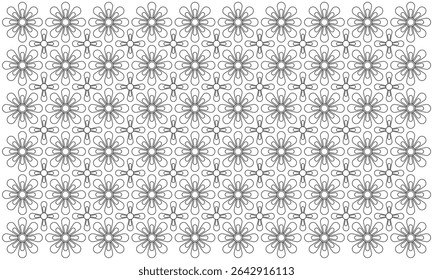 abstract pattern flower background vector with line art style and seamless repeat on white background. can be used for background or nature theme design elements