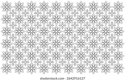 abstract pattern flower background vector with line art style and seamless repeat on white background. can be used for background or nature theme design elements
