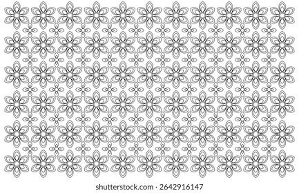 abstract pattern flower background vector with line art style and seamless repeat on white background. can be used for background or nature theme design elements