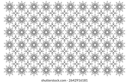 abstract pattern flower background vector with line art style and seamless repeat on white background. can be used for background or nature theme design elements