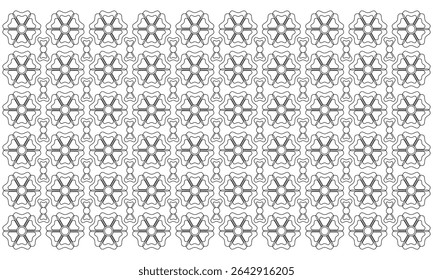 abstract pattern flower background vector with line art style and seamless repeat on white background. can be used for background or nature theme design elements