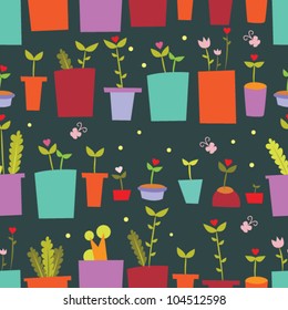 abstract pattern with flower pots