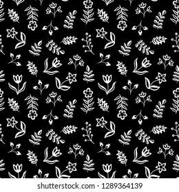 Abstract pattern flowers black and white