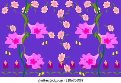 abstract pattern of flowers blooming, bright colors. Wallpaper texture template. print design in textile industry vector illustration