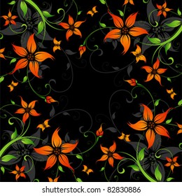 Abstract pattern with flowers and butterfly for your design