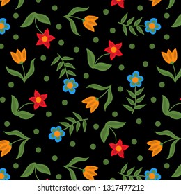 Abstract pattern flowers color doodle