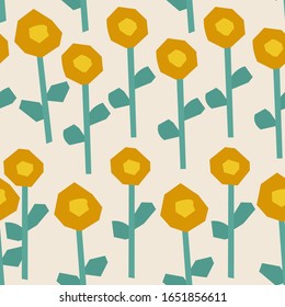 Abstract pattern with flowers. Floral pattern. Collage art. Vector illustration