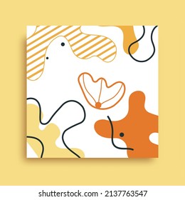 Abstract pattern with flowers, lines, spots, and dots. Perfect for print, posters, notebooks. Hand draw. Vector illustration.