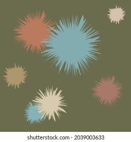 Abstract pattern with flowers on olive background