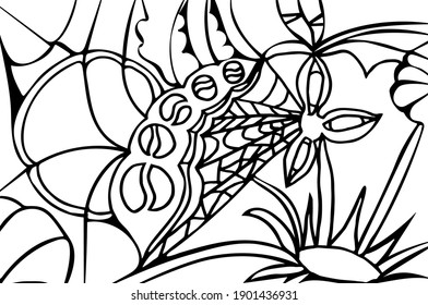 Abstract pattern of flowers, peas and spices. Graphics for design