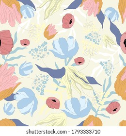abstract pattern with flowers poppies vector