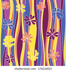 Abstract pattern with flowers - seamless background - Wavy Decoration - stock vector