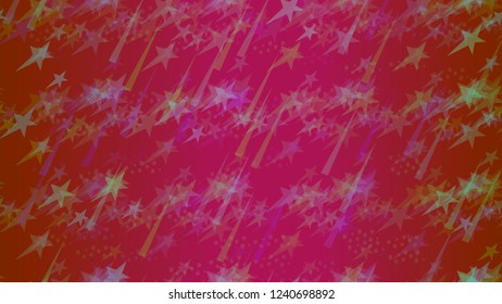 An abstract pattern of flying stars, triangular elements and circles. A modern design element for wallpaper, tiles, packaging, textiles, covers.