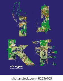  abstract pattern, font, fresh green alphabet   with elements of vegetation pattern.