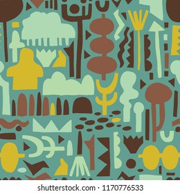 Abstract Pattern with forest . Artistic contemporary nature seamless texture. Ready design ideas for for poster, trendy card, invitation, placard, brochure, flyer, presentation and more.