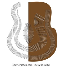  Abstract pattern in the form of a silhouette of a guitar, violin with strings. For interior design in the style of boho, minimalism.