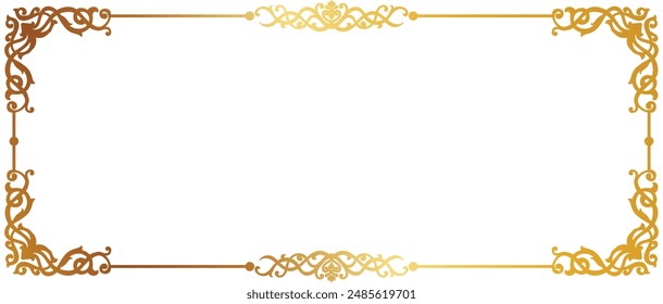Abstract pattern frame, golden color, border and corner elements