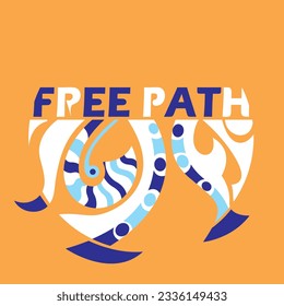 abstract pattern with free path text shape