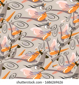 Abstract pattern with freehand shapes for kids, textile, design.