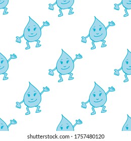 Abstract pattern with funny doodle water drops on white background for fabric, textile, clothes, tablecloth and other things. Vector image. 