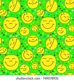Abstract pattern of funny smileys confetti doodles sketch