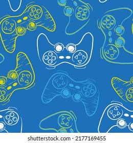 Abstract pattern with games console. Sketch background for textile, fabric, wrapping paper, kids, art, wrapping paper, stationery and other design.