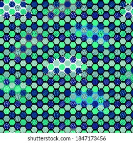 Abstract pattern with geometric elements. Hexagons and grunge texture.