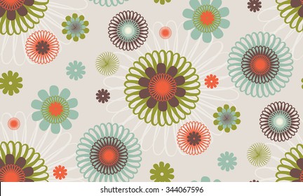 Abstract pattern with geometric flowers