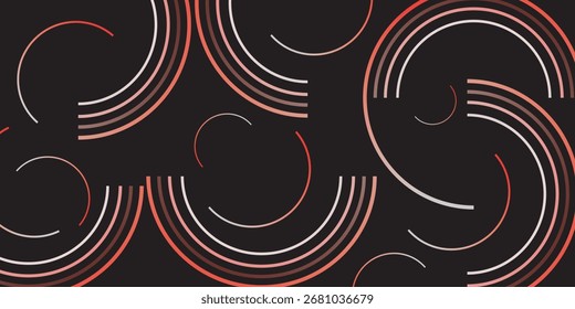 Abstract pattern of geometric semicircle shape with red gradient lines