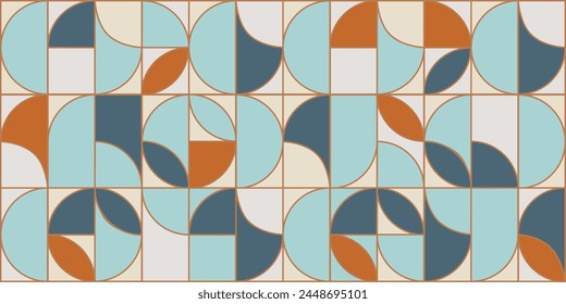 Abstract pattern with geometric shape. Minimalism, flat design. Colorful mosaic, gold line