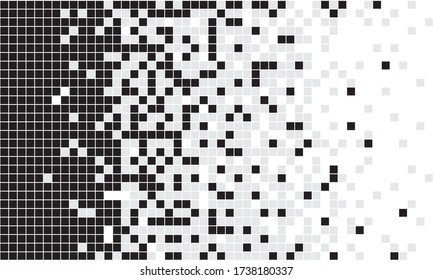 Abstract pattern of geometric shapes, black and white squares. Vector graphics on a white background.