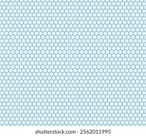 Abstract pattern of geometric shapes. Blue color on matching background. Simple hexagon pattern with bold cells. Regular hexagon shapes. Seamless design. Tileable vector illustration.