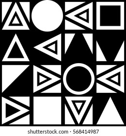 Abstract pattern of geometric shapes. Decorative ornament. Geometric background. Black and white geometric pattern
