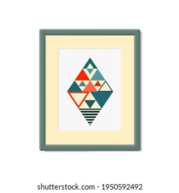 Abstract pattern of geometric shapes in frame. Flat style. Vector illustration