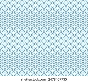 Abstract pattern of geometric shapes. Navy blue color on a matching background. Hexagon bold mosaic cell with padding. Seamless pattern. Tileable vector illustration.