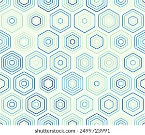 Abstract pattern of geometric shapes. Rounded stacked hexagons mosaic cells. Large hexagon shapes. Multiple tones color palette. Seamless pattern. Tileable vector illustration.
