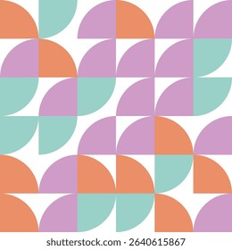 Abstract pattern with geometric shapes in shades of pink, orange, and purple.