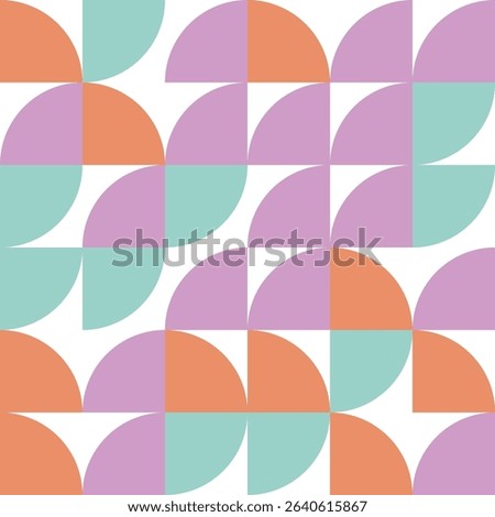 Abstract pattern with geometric shapes in shades of pink, orange, and purple.