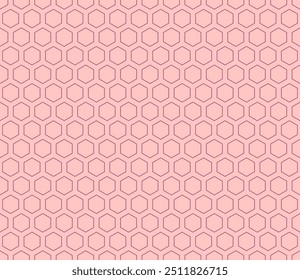 Abstract pattern of geometric shapes. Wild Watermelon color on matching background. Hexagon mosaic cells with padding. Hexagon cells. Seamless pattern. Tileable vector illustration.