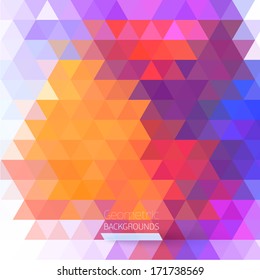 Abstract pattern of geometric shapes.Colorful mosaic background.Geometric color  background with place for your text.Triangle decor.