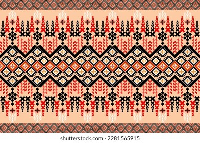 Patrón abstracto, patrón geométrico, motivo tribal, diseño de patrón de punto para textiles e impresiones.