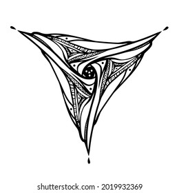 Abstract pattern with geometry elements, triangular symbol. Vector illustration for coloring book, tattoo, logo